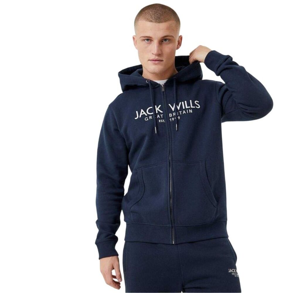 Jack Wills Mens Pinebrook Graphic Full Zip Hoodie / Navy